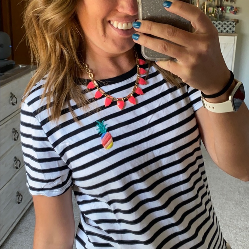 Old Navy Black & White Stripe Tee with Pinapple - Picture 2 of 8